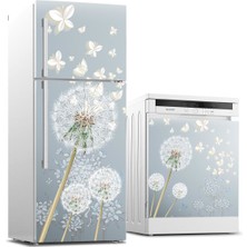 Sticker Art Buzdolabı ve Bulaşık Makinası Beyaz Eşya Sticker Kaplama Beyaz Kelebekler