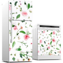 Sticker Art Buzdolabı ve Bulaşık Makinası Beyaz Eşya Sticker Kaplama Güller
