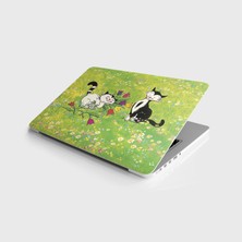 Sticker Art Laptop Sticker Notebook Pc Kaplama Etiketi Çiçekler ve Kedi