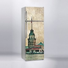 Sticker Art Buzdolabı Sticker Kaplama Dolap Kaplama Etiketi Kız Kulesi Vintage