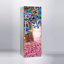Sticker Art Buzdolabı Sticker Kaplama Dolap Kaplama Etiketi Kelebek Güller