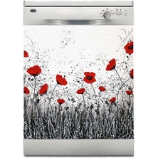 Sticker Art Bulaşık Makinesi Sticker Kaplama Beyaz Eşya Kaplama Laleler