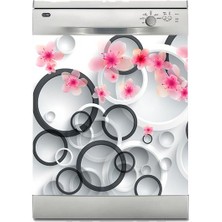 Sticker Art Bulaşık Makinesi Sticker Kaplama Beyaz Eşya Kaplama Oval Çiçekler