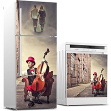 Sticker Art Buzdolabı ve Bulaşık Makinası Beyaz Eşya Sticker Kaplama Kemancı