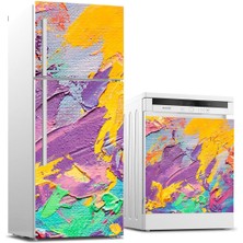 Sticker Art Buzdolabı ve Bulaşık Makinası Beyaz Eşya Sticker Kaplama Fırça Darbesi