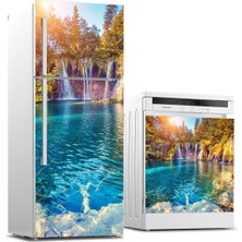 Sticker Art Buzdolabı ve Bulaşık Makinası Beyaz Eşya Sticker Kaplama 3D Şelale