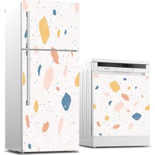 Sticker Art Buzdolabı ve Bulaşık Makinası Beyaz Eşya Sticker Kaplama Venedik Mermer