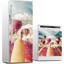 Sticker Art Buzdolabı ve Bulaşık Makinası Beyaz Eşya Sticker Kaplama Balonlar