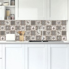 Sticker Art Mutfak Tezgah Arası Folyo Fayans Kaplama Folyosu Vintage Kare Desen