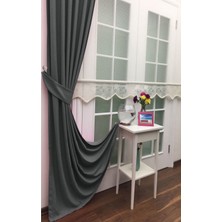 Evdepo Home Koyu Gri Seyrek Pileli Fon Perde 50 x 260 cm