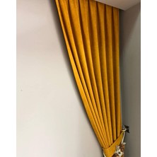 Evdepo Home Koyu Sarı Normal Pileli Fon Perde 50 x 240 cm