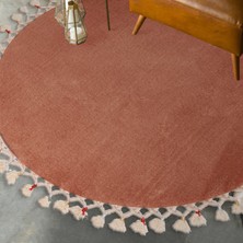 Alanur Home Rex Puffy Pelüş Hali Yuvarlak Halı Kahve