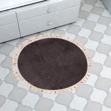 Alanur Home Alanur Rex Puffy Pelüş Yuvarlak Banyo Halısı Antrasit