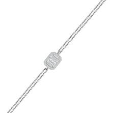 Lilarote Modern Tasarım 0.30 Ct Baget Kare Tektaş Bileklik
