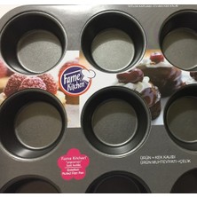 Evvehediyelikeşya Fame Kitchen 12'li Yapışmaz Teflon Kaplı Muffin Kek Kalıbı