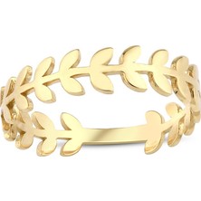 İryum 14 Ayar Yaprak Taç Chocolate Yüzük W4Y28056