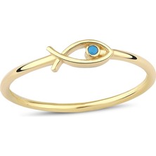 İryum 14 Ayar Altın Minik Balık Chocolate Yüzük W4Y28040