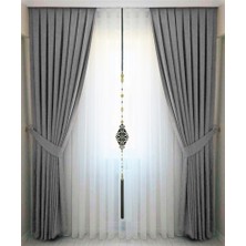 İ.D İpek Dokuma Açık Gri Pileli Kadifemsi Fon Perde Yüksek Kalite Tek Kanat