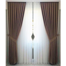 İ.D İpek Dokuma Kahverengi Pileli Kadifemsi Fon Perde Yüksek Kalite Tek Kanat