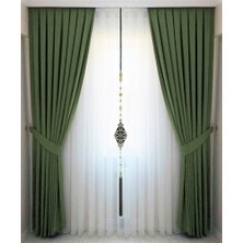 İ.D İpek Dokuma Yeşil Pileli Kadifemsi Fon Perde Yüksek Kalite Tek Kanat