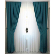 İ.D İpek Dokuma Petrol Mavisi Pileli Kadifemsi Fon Perde Yüksek Kalite Tek Kanat