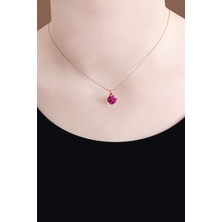 Safa Gümüş 925 Ayar Kristal Moru Flora Lotus Gümüş Kolye