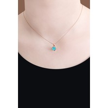 Safa Gümüş 925 Ayar Deniz Mavisi Flora Lotus Gümüş Kolye