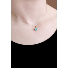 Safa Gümüş 925 Ayar Deniz Mavisi Flora Lotus Gümüş Kolye