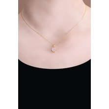 Safa Gümüş 925 Ayar Pembe Kristal Flora Lotus Gümüş Kolye