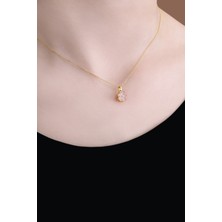 Safa Gümüş 925 Ayar Pembe Kristal Flora Lotus Gümüş Kolye
