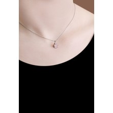 Safa Gümüş 925 Ayar Pembe Kristal Flora Lotus Gümüş Kolye