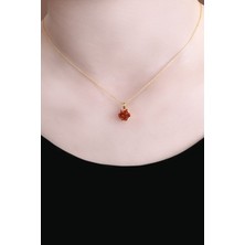Safa Gümüş 925 Ayar Parlak Kahverengi Flora Lotus Gümüş Kolye