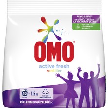Omo Active Fresh Toz Çamaşır Deterjanı Renkliler İçin Renklilerinizi Koruyarak En Zorlu Lekeleri İlk Yıkamada Çıkarır 1.5 KG 10 Yıkama 1 Adet