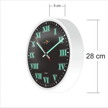 M3 Decorium Büyük Fosforlu Klasik Romen Rakamlı Siyah Zeminli Duvar Saati