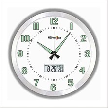 M3 Decorium Termometreli 40 cm Aluminyum Kasa Büyük Dev Fosforlu Duvar Saa...