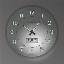 M3 Decorium Termometreli 40 cm Aluminyum Kasa Büyük Dev Fosforlu Duvar Saa...