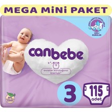 Canbebe Bebek Bezi Beden 3 4 - 9 kg Midi 115 Adet Mega Mini Paket 5'li Set