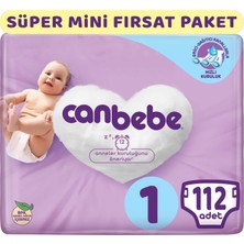 Canbebe Bebek Bezi Beden 1 2 - 5 kg Yeni Doğan 112 Adet Süper Mini Fırsat Paket 4'lü Set