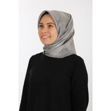 Gri Aker Ipek Krep Saten Eşarp 7208701-372