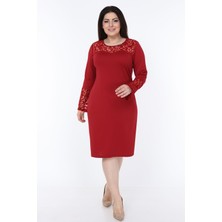 Modayız Bordo Ispanyol Kol Elbise 2E-1070
