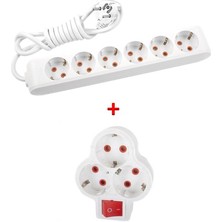 Multi-Let 6'lı Topraklı Çocuk Korumalı Grup Priz 2 Metre + Fetih 3'lü Anahtarlı Fiş-Priz