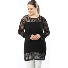Farbaplus Zebra Siyah Büyük Beden Tunik 34E-1602