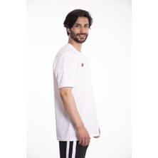 Lotto T-Shirt Erkek Beyaz/kırmızı-Lucca Tee Pl