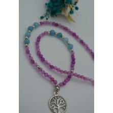 Stoneage Jade ve Auamarin Taşlı Hayat Ağacı Kolye