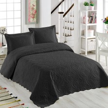 Örtüm Ivy Siyah Çift Kişilik Microfiber Kapitone Yatak Örtüsü