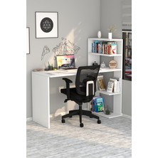 Moonlife Çınar Kitaplıklı Çalışma Masası Beyaz