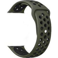 Smcase Samsung Galaxy Watch Active 4 40MM Kordon Delikli Çift Renk Silikon Koyu Yeşil