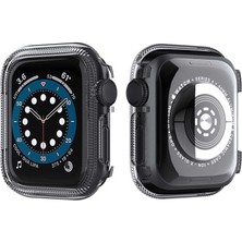 Smcase Apple Watch Uyumlu 6 44MM Kordon Önü Arkası Açık Renkli Silikon Siyah