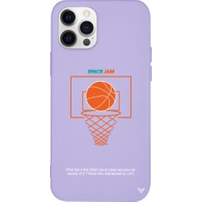 Deercase Apple iPhone 12 Pro Lila Renkli Silikon Space Jam Cartoon Telefon Kılıfı