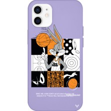Deercase Apple iPhone 12 Mini Lila Renkli Silikon Space Squad Telefon Kılıfı